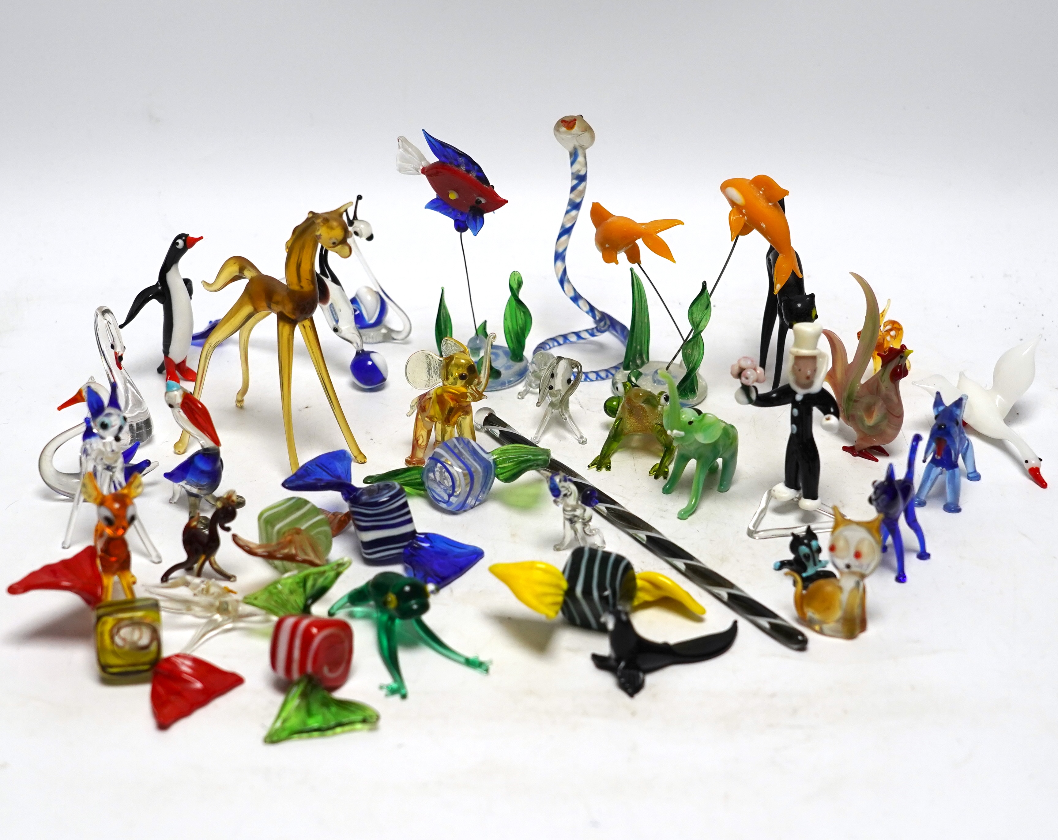 A large collection of 1950's miniature coloured glass ornaments